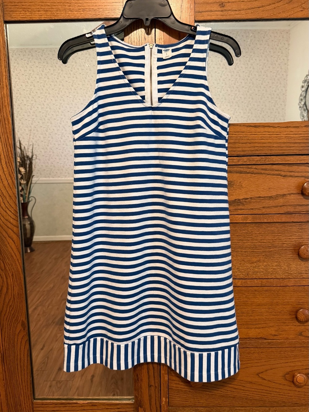 Old Navy Blue and White Striped Sleeveless Shift Dress